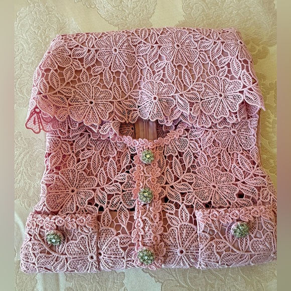 Self-Portrait Blush Lace Floral Mini Dress - Picture 3 of 9